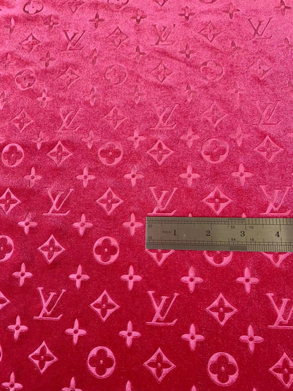 Popular Luxury LV Knitting Velvet Fabric For Handmade Sneaker,Car Upholstery and Apparel By Yard (Fuchsia)