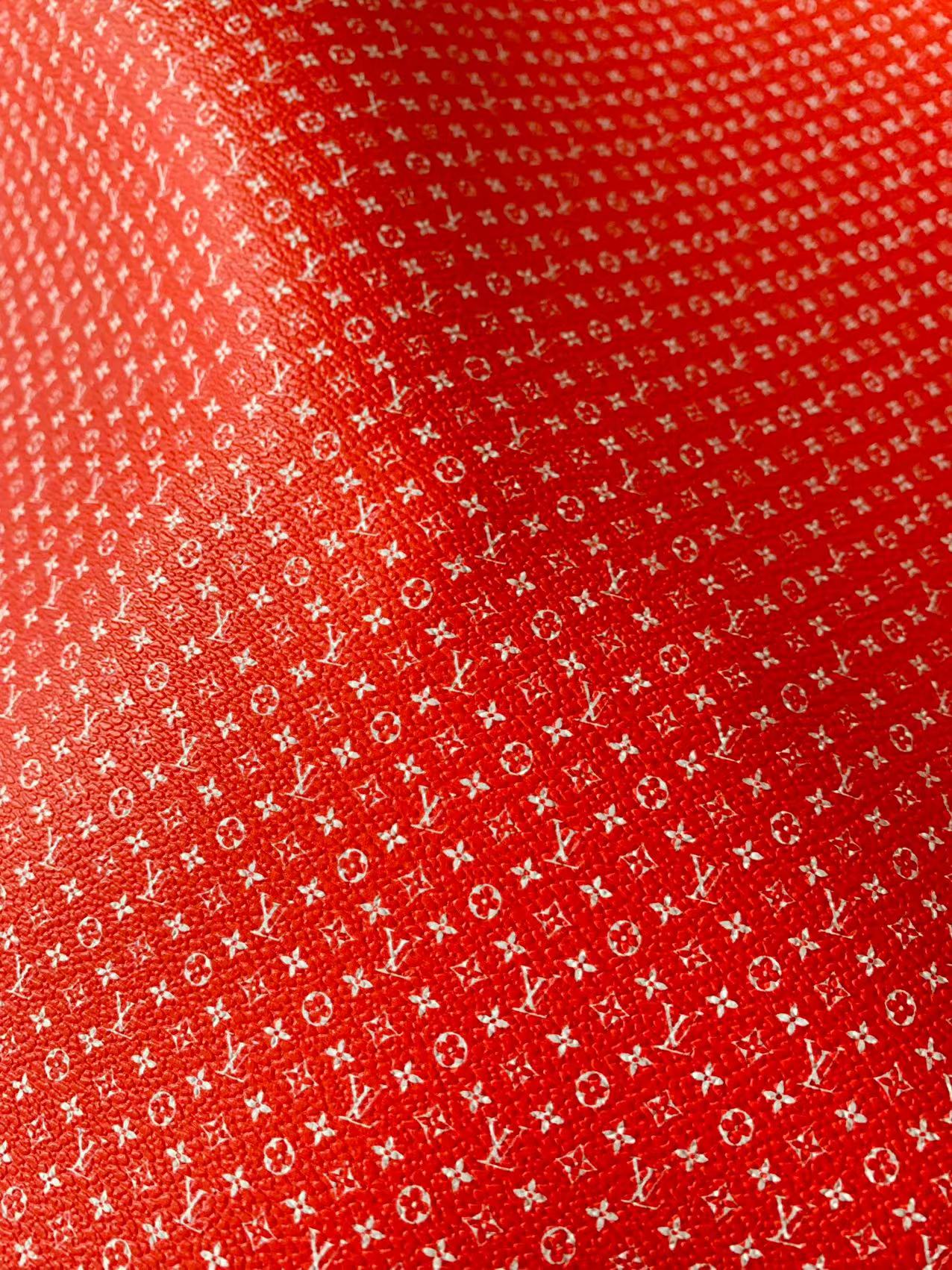 New LV Small Size 0.5mm vinyl crafting leather fabric Bag leather ,shoes leather ,Handicraft leather By Yards(Red)