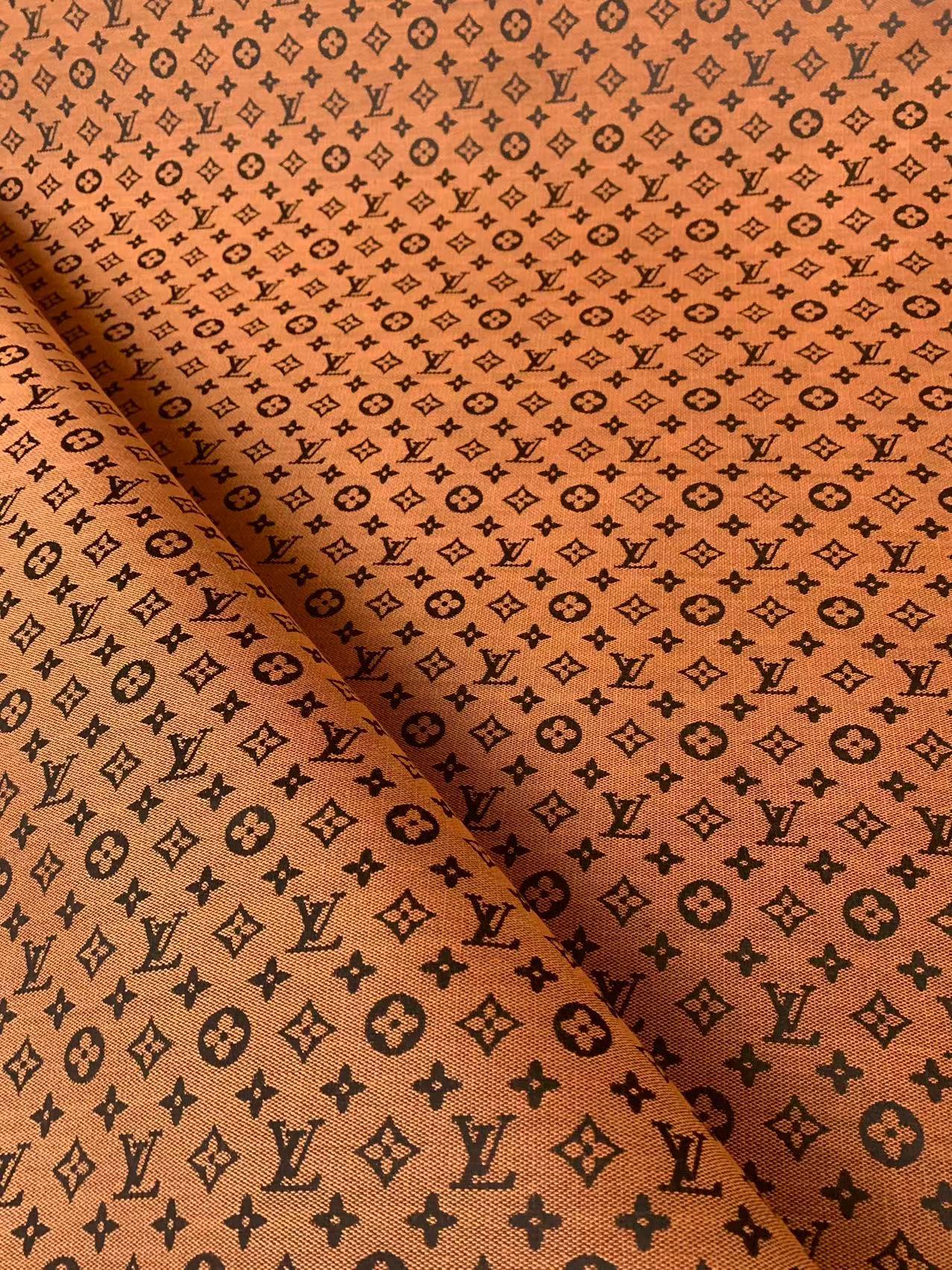 Fashion Orange LV Jacquard Cloth Fabric For Handmade Sneaker,Upholstery And Apparel