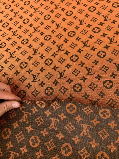 Fashion Orange LV Jacquard Cloth Fabric For Handmade Sneaker,Upholstery And Apparel