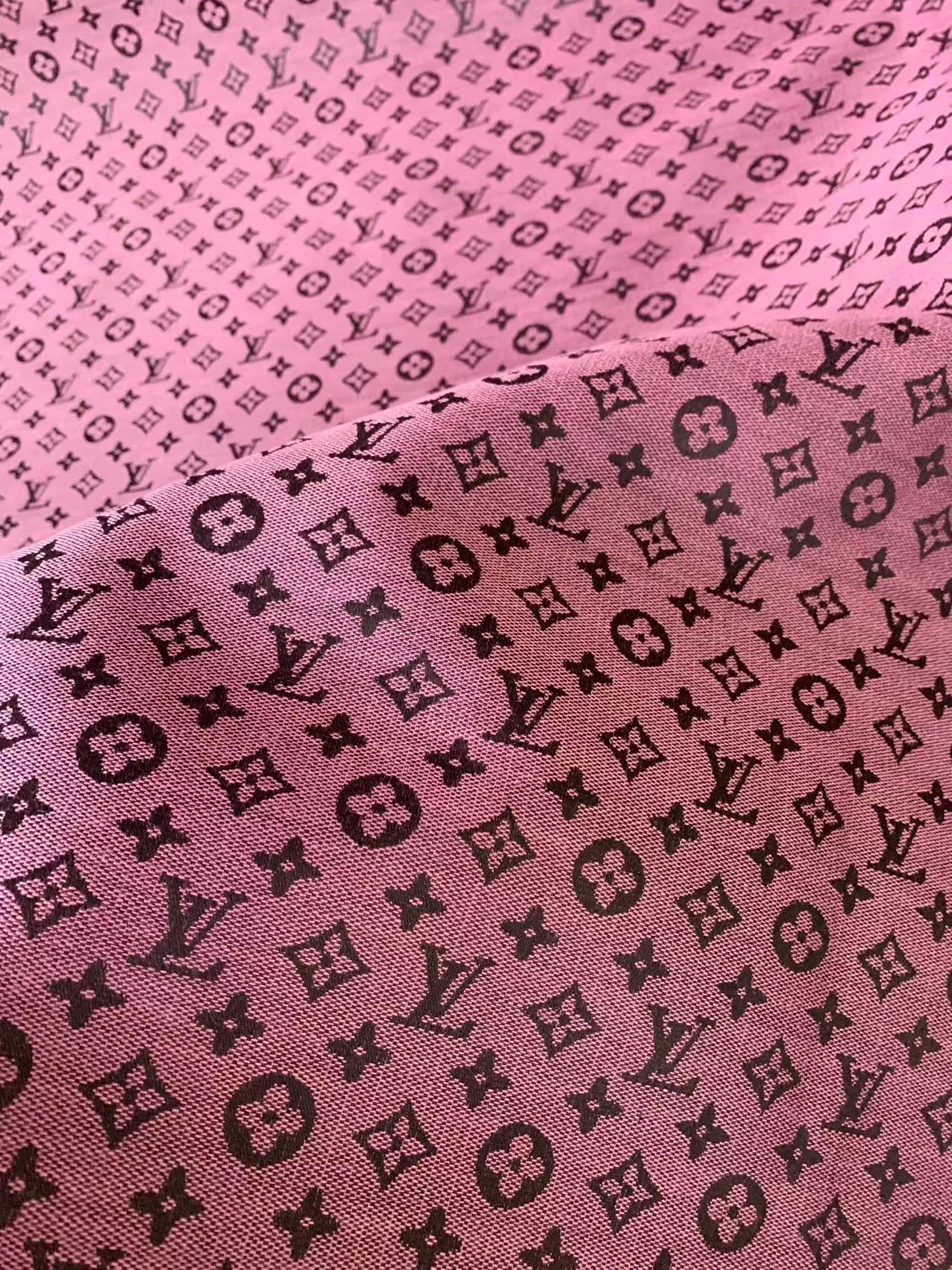 Fashion Pink LV Jacquard Cloth Fabric For Handmade Sneaker,Upholstery And Apparel