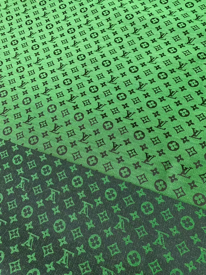 Fashion Green LV Jacquard Cloth Fabric For Handmade Sneaker,Upholstery And Apparel