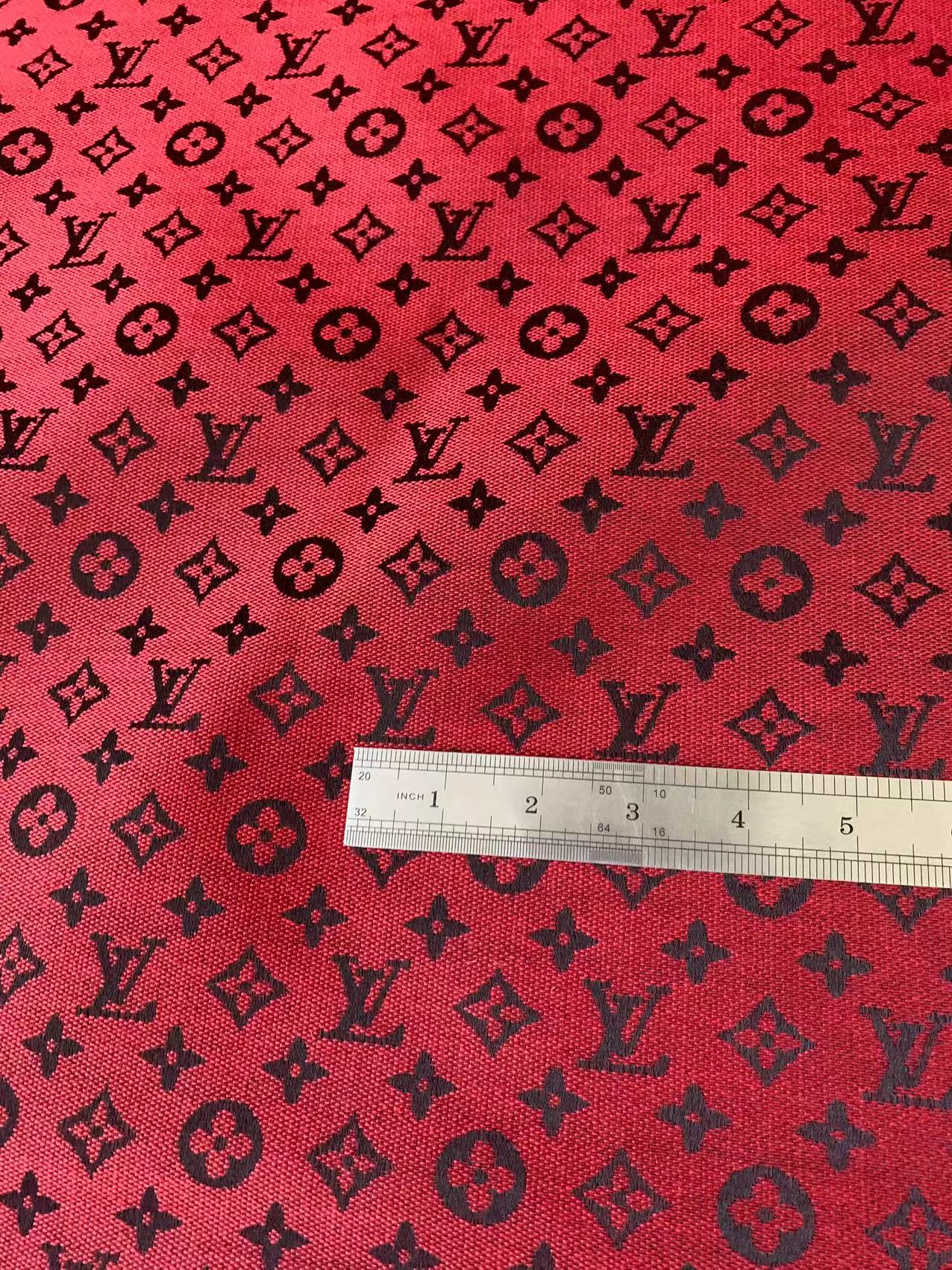 Fashion Red LV Jacquard Cloth Fabric For Handmade Sneaker,Upholstery And Apparel