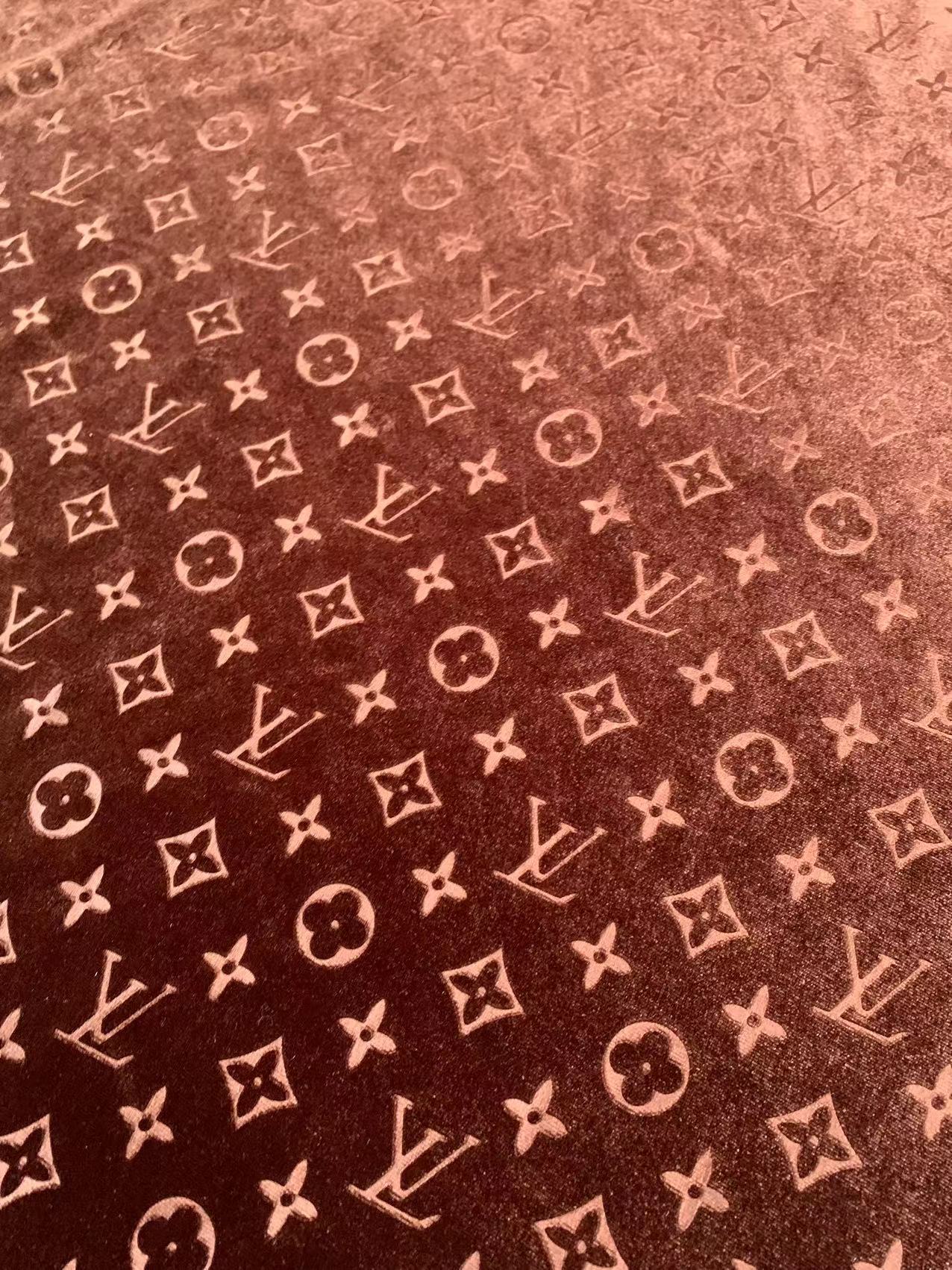 Popular Luxury LV Knitting Velvet Fabric For Handmade Sneaker,Car Upholstery and Apparel By Yard(Brown)