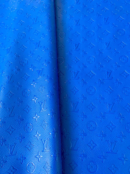 Fashion Embossed Jewelry Blue LV Leather For Handmade Bags and Shoes ,Car Upholster By Yard