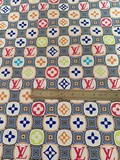 Fashion Colorful LV Damier Plaid Leather Fabric For Sneaker ,Upholstery and Handicraft Goods By Yard