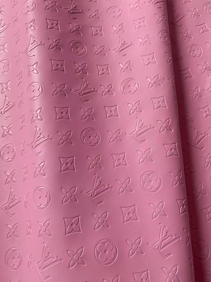 Napa Material Pink Embossed LV Leather For Upholstery Furniture Handicraft