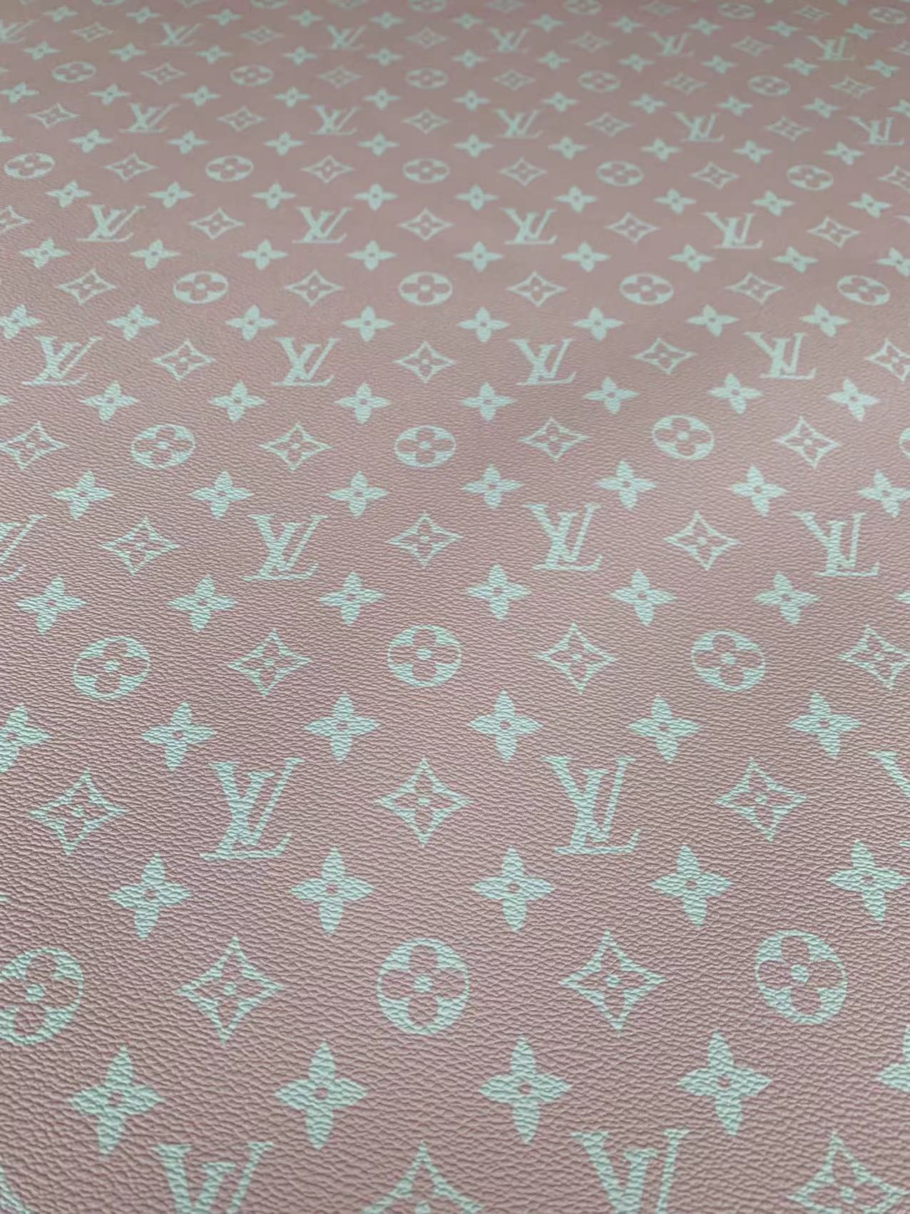 Fashion Pink LV Design Vinyl Leather for Handmade Shoes ,Handmade Bags Leather By Yard