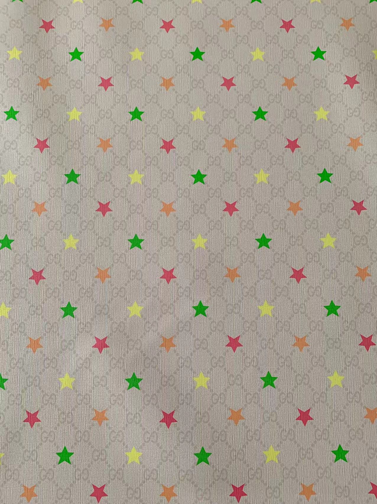 Fashion Gucci With Star Design Leather Fabric For Handmade Bag ,Sneaker,Upholstery Goods By Yard