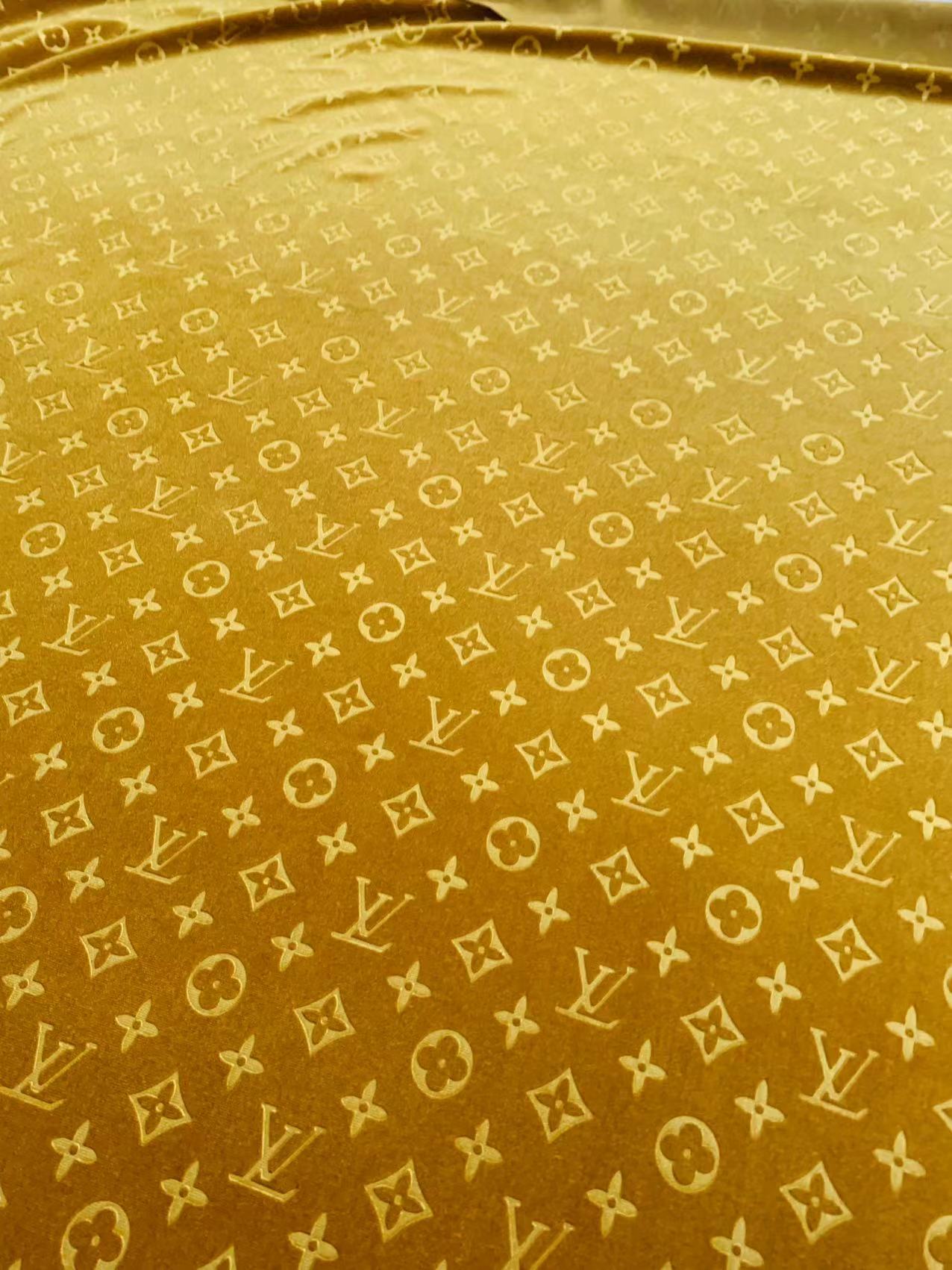 Popular Luxury Gold LV Knitting Velvet Fabric For Handmade Sneaker,Car Upholstery and Apparel By Yard