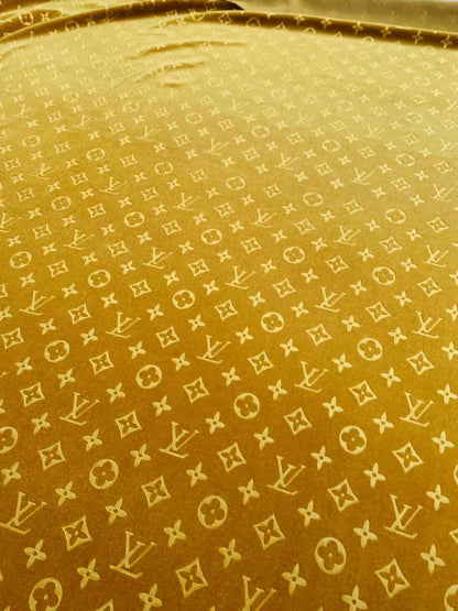 Popular Luxury Gold LV Knitting Velvet Fabric For Handmade Sneaker,Car Upholstery and Apparel By Yard