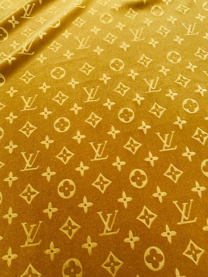 Popular Luxury Gold LV Knitting Velvet Fabric For Handmade Sneaker,Car Upholstery and Apparel By Yard