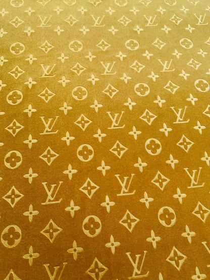 Popular Luxury Gold LV Knitting Velvet Fabric For Handmade Sneaker,Car Upholstery and Apparel By Yard