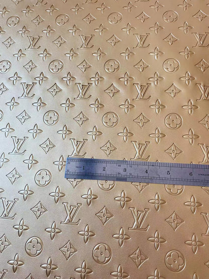 Napa Material Pearlescent Gold Reflective LV Embossed Leather For Handmade Handicraft Goods