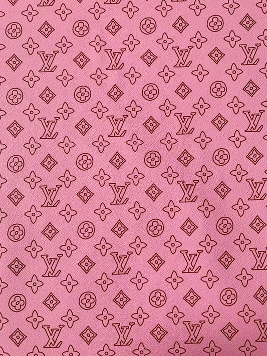 Fashion Pink Pencil Design LV Leather Fabric For Handmade Sneaker,Furniture ,Upholstery Goods By Yard