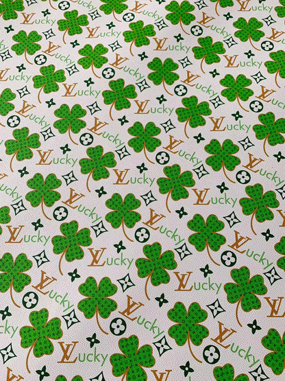 Tianchao New Lucky Design Clover LV Vinyl Leather For Handmade Sneaker , Upholstery Goods By Yard