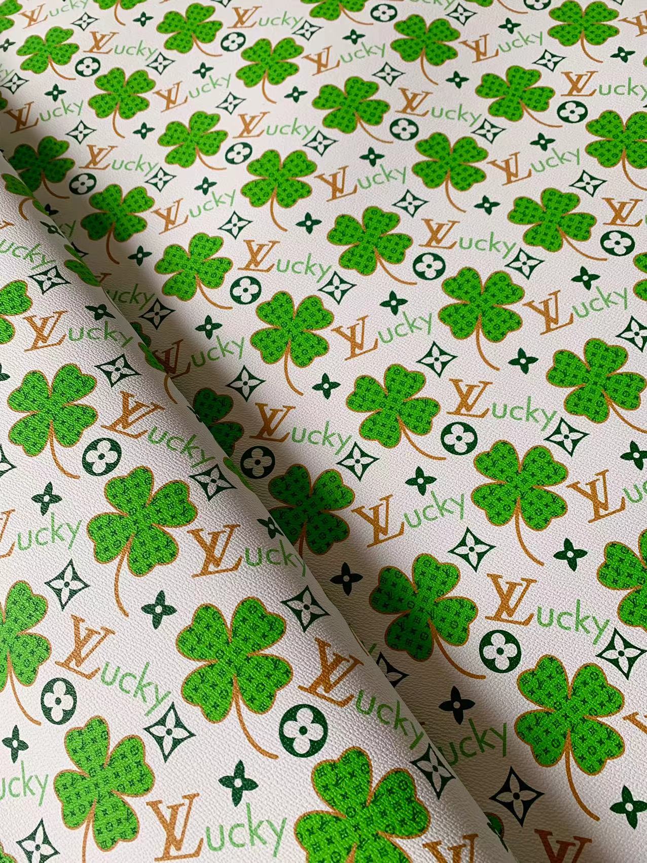 Tianchao New Lucky Design Clover LV Vinyl Leather For Handmade Sneaker , Upholstery Goods By Yard