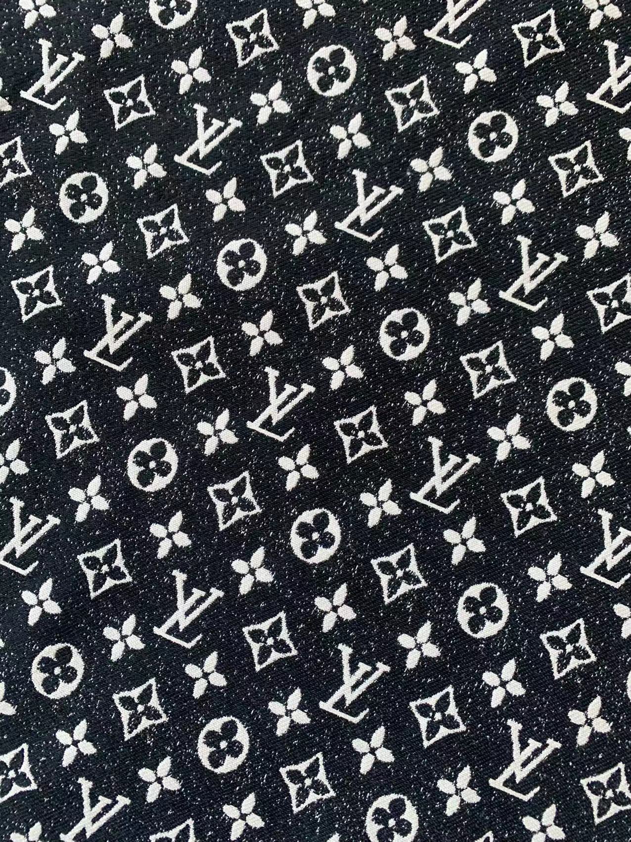 Tianchao Black LV Denim Woven Jacquard fabric ,Jean Fabric For Handmade Goods By Yard