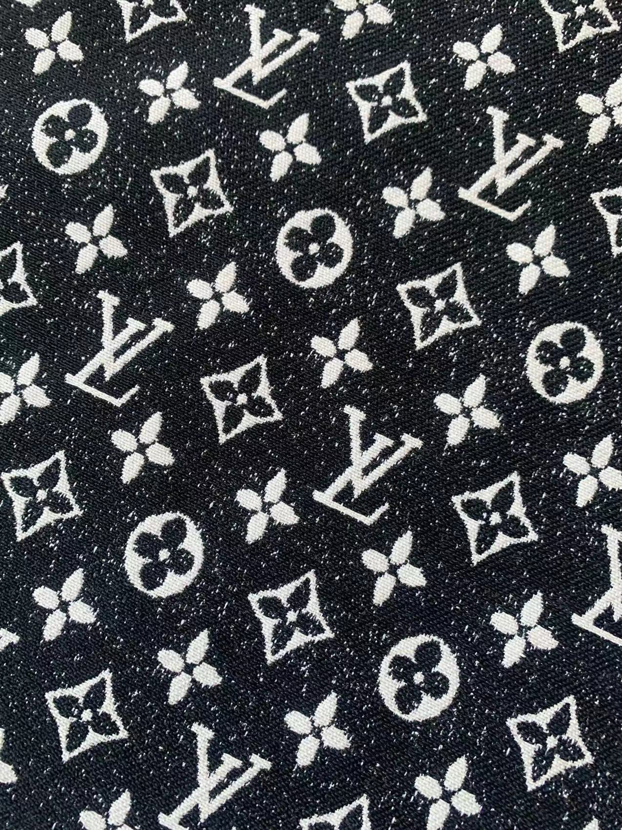 Tianchao Black LV Denim Woven Jacquard fabric ,Jean Fabric For Handmade Goods By Yard