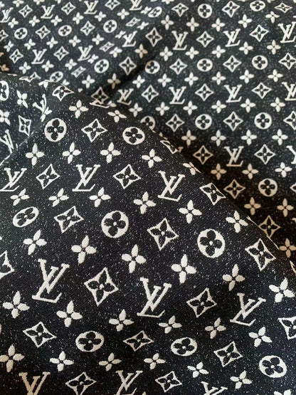 Tianchao Black LV Denim Woven Jacquard fabric ,Jean Fabric For Handmade Goods By Yard