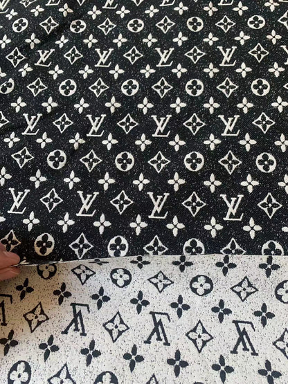 Tianchao Black LV Denim Woven Jacquard fabric ,Jean Fabric For Handmade Goods By Yard