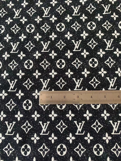 Tianchao Black LV Denim Woven Jacquard fabric ,Jean Fabric For Handmade Goods By Yard