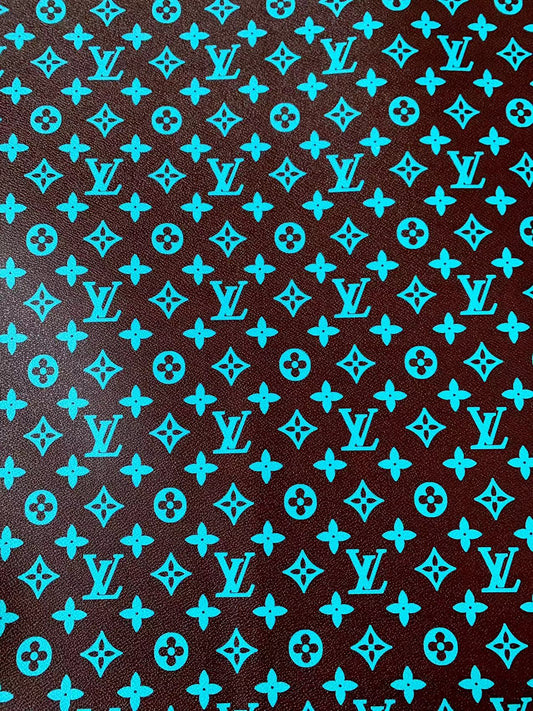 Fashion Tiffany Blue LV Vinyl Leather Fabric For Handmade Sneaker,Furniture ,Upholstery Goods By Yard