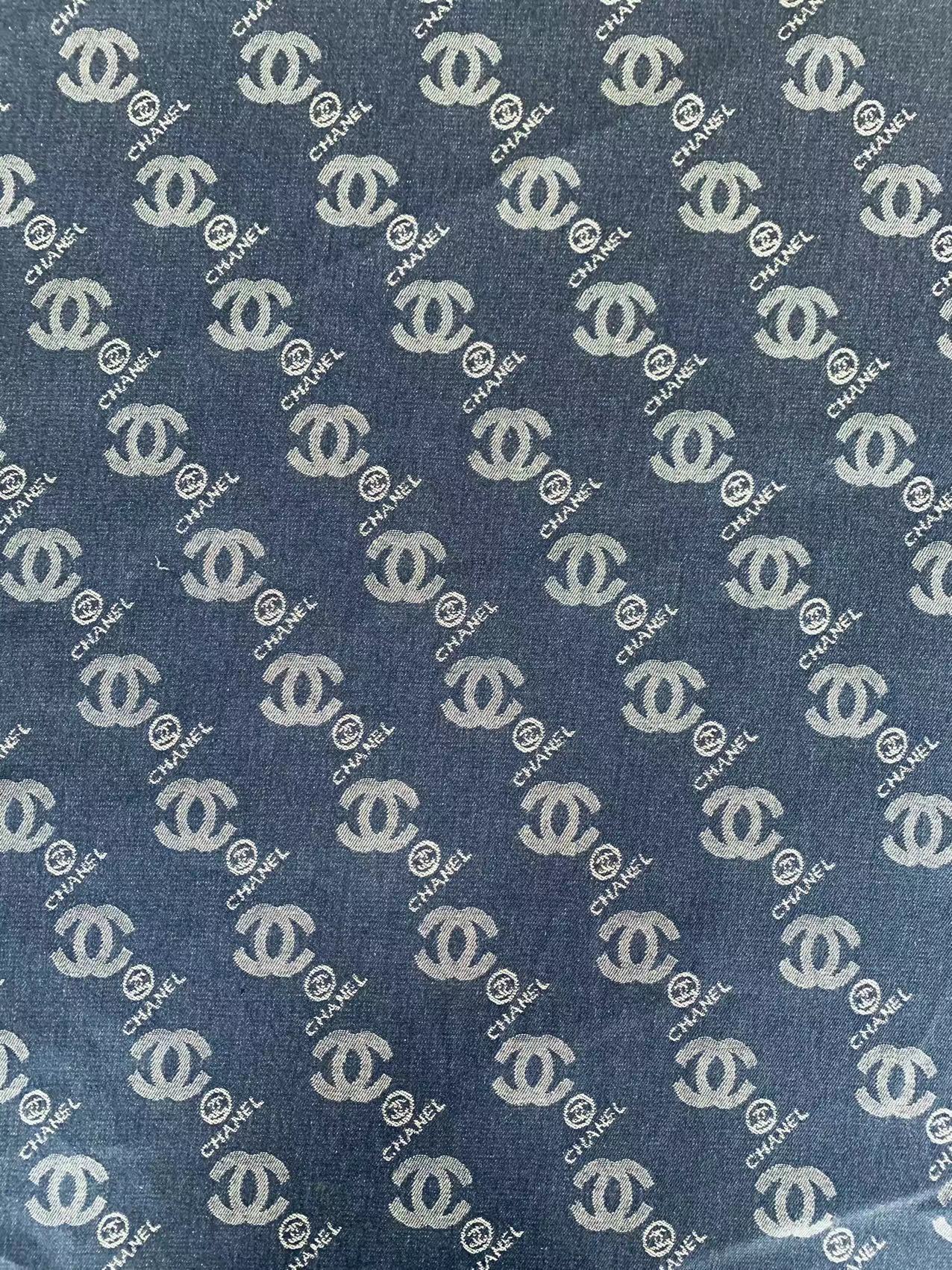 Classic Denim Woven Jacquard fabric , Chanel Jean Fabric For Handmade Goods By Yard ( Dark Blue )