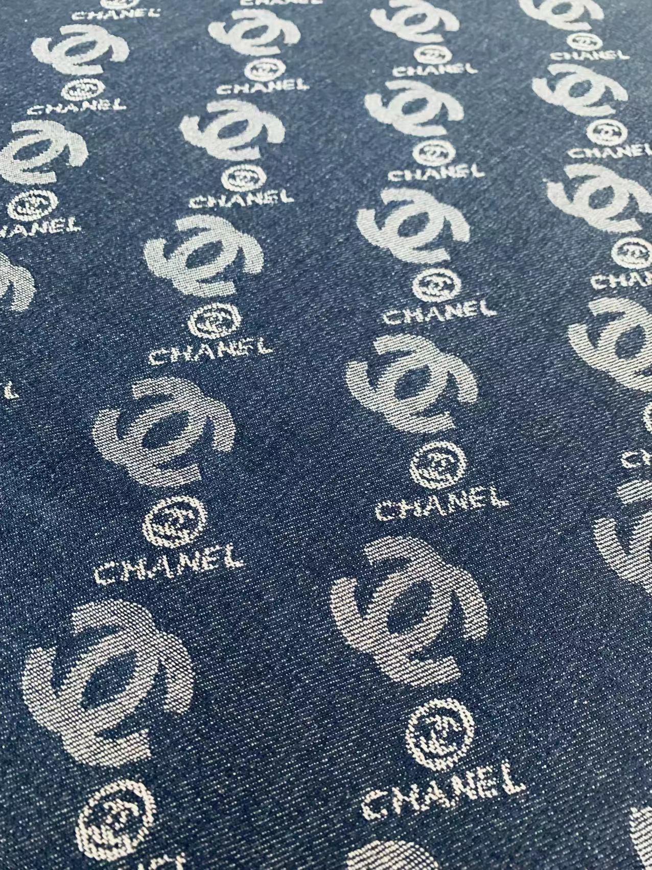 Classic Denim Woven Jacquard fabric , Chanel Jean Fabric For Handmade Goods By Yard ( Dark Blue )