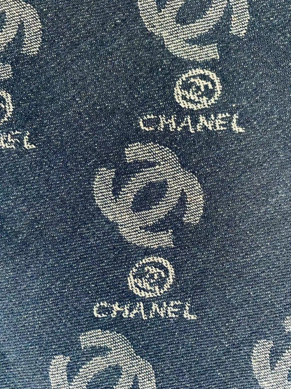 Classic Denim Woven Jacquard fabric , Chanel Jean Fabric For Handmade Goods By Yard ( Dark Blue )