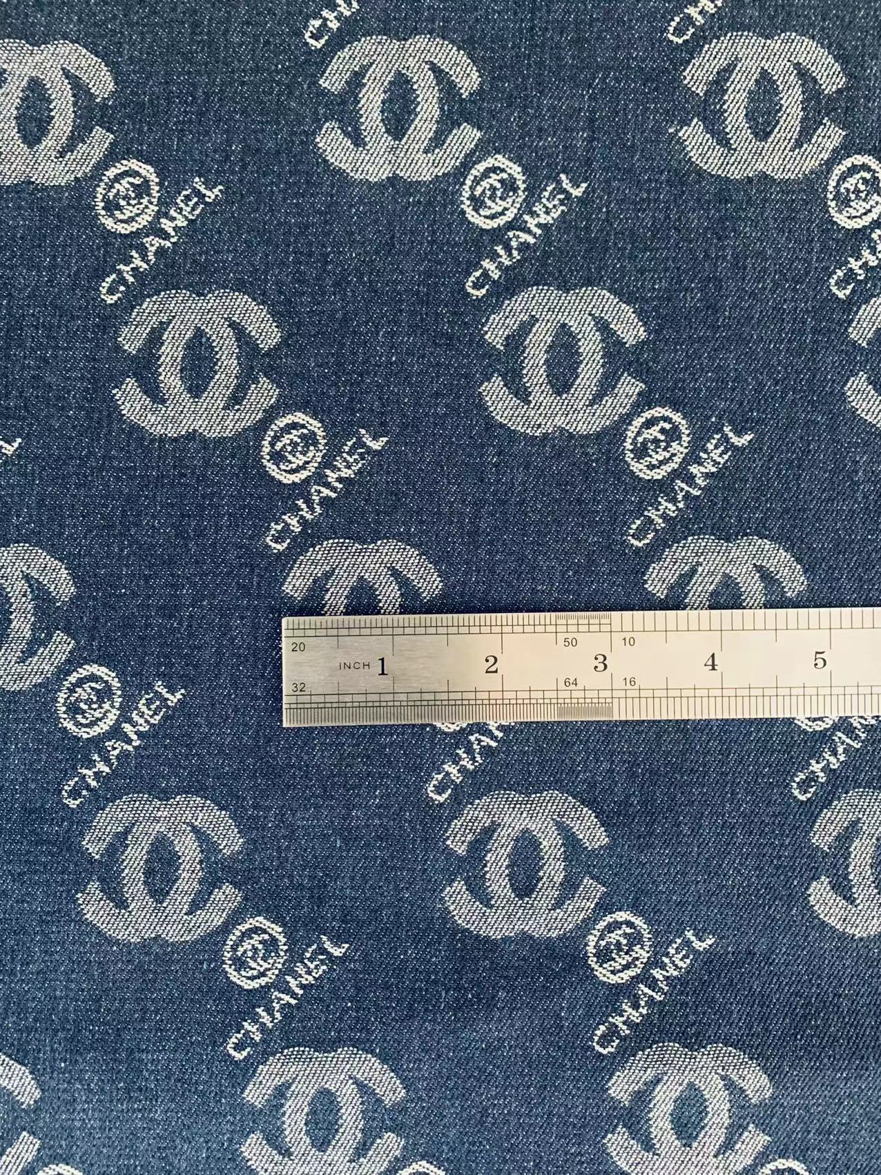 Classic Denim Woven Jacquard fabric , Chanel Jean Fabric For Handmade Goods By Yard ( Dark Blue )