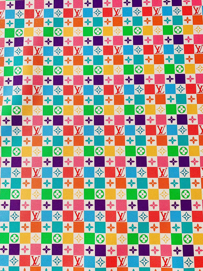 Fashion Colorful Damier Leather For Bag Upholstery Car Seat and Shoes By Yard