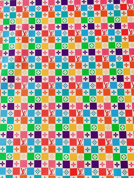 Fashion Colorful Damier Leather For Bag Upholstery Car Seat and Shoes By Yard