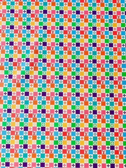 Fashion Colorful Damier Leather For Bag Upholstery Car Seat and Shoes By Yard