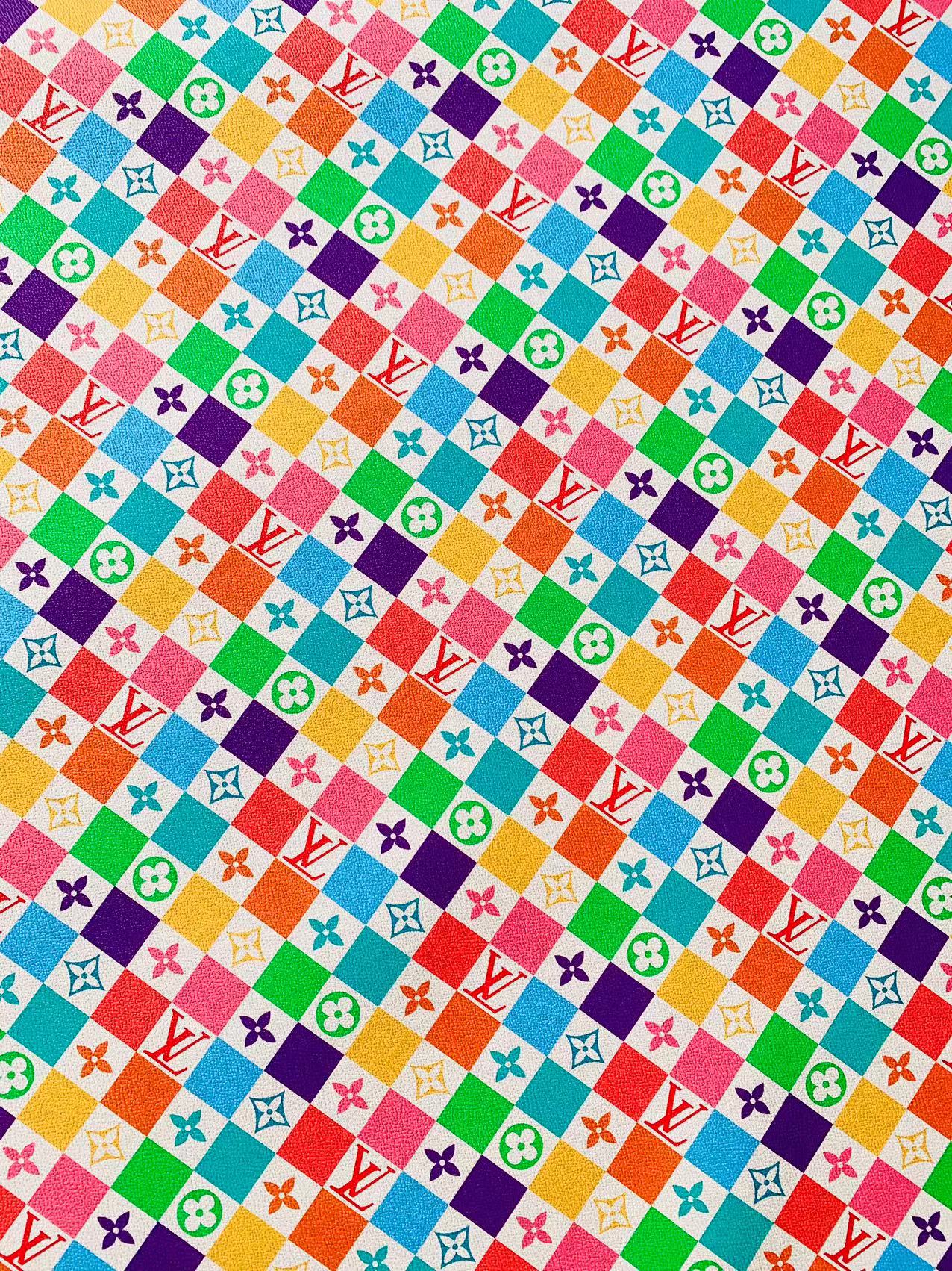Fashion Colorful Damier Leather For Bag Upholstery Car Seat and Shoes By Yard