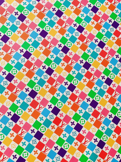 Fashion Colorful Damier Leather For Bag Upholstery Car Seat and Shoes By Yard