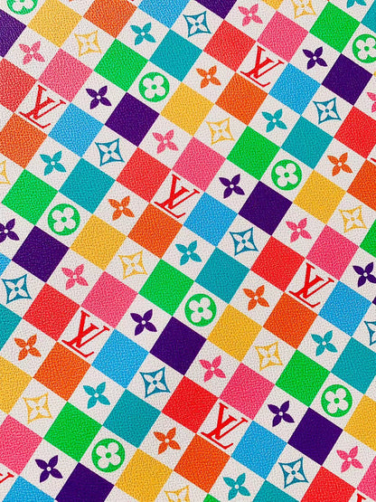 Fashion Colorful Damier Leather For Bag Upholstery Car Seat and Shoes By Yard