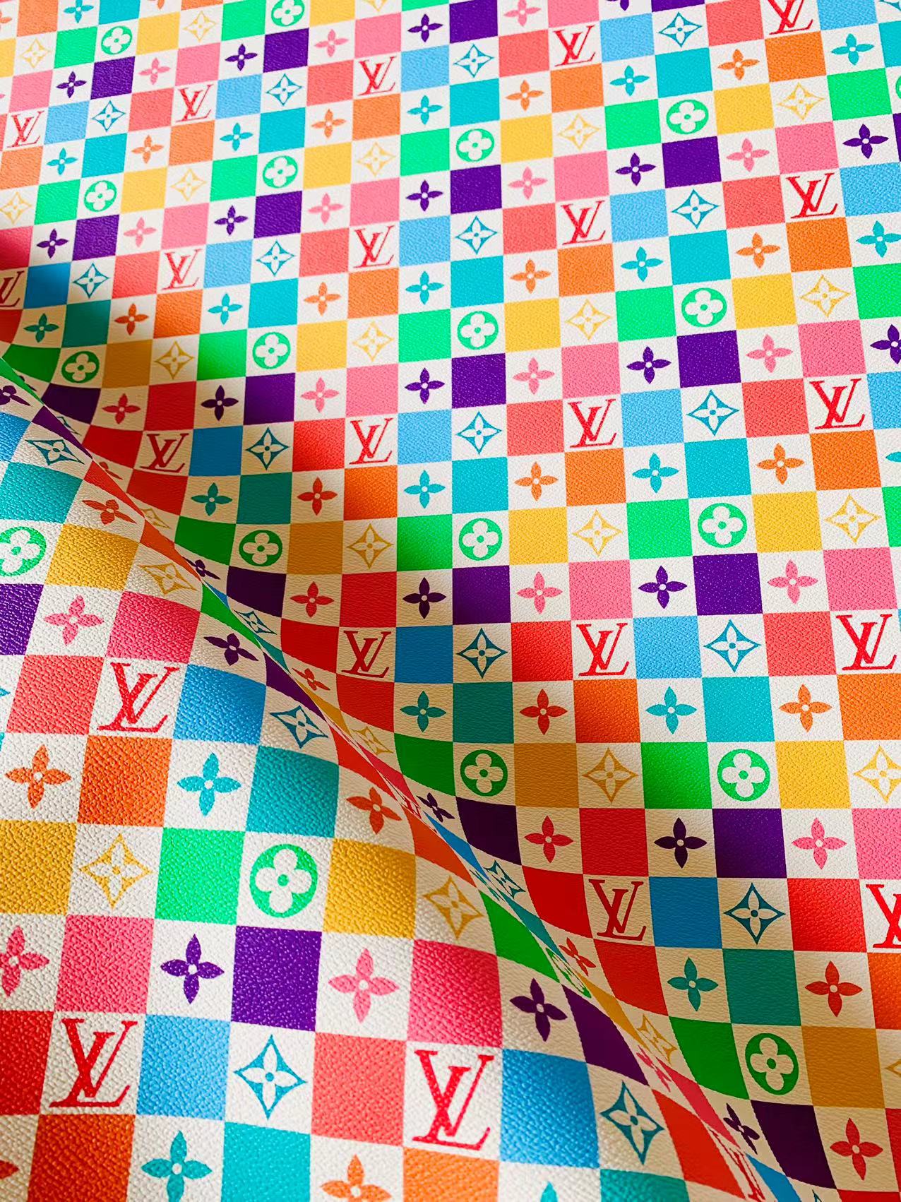 Fashion Colorful Damier Leather For Bag Upholstery Car Seat and Shoes By Yard