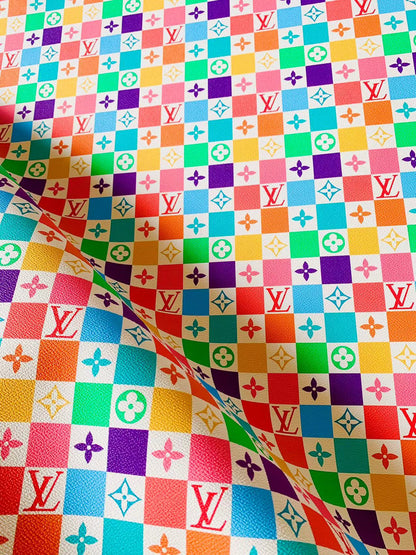 Fashion Colorful Damier Leather For Bag Upholstery Car Seat and Shoes By Yard
