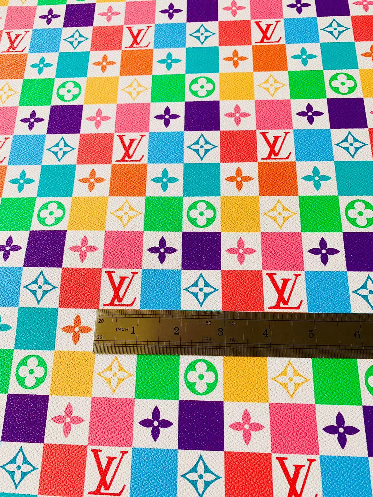 Fashion Colorful Damier Leather For Bag Upholstery Car Seat and Shoes By Yard