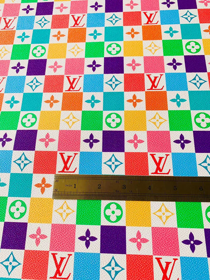 Fashion Colorful Damier Leather For Bag Upholstery Car Seat and Shoes By Yard