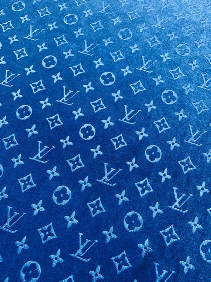 Popular Luxury LV Knitting Velvet Fabric For Handmade Sneaker,Car Upholstery and Apparel By Yard(Sapphire Blue)