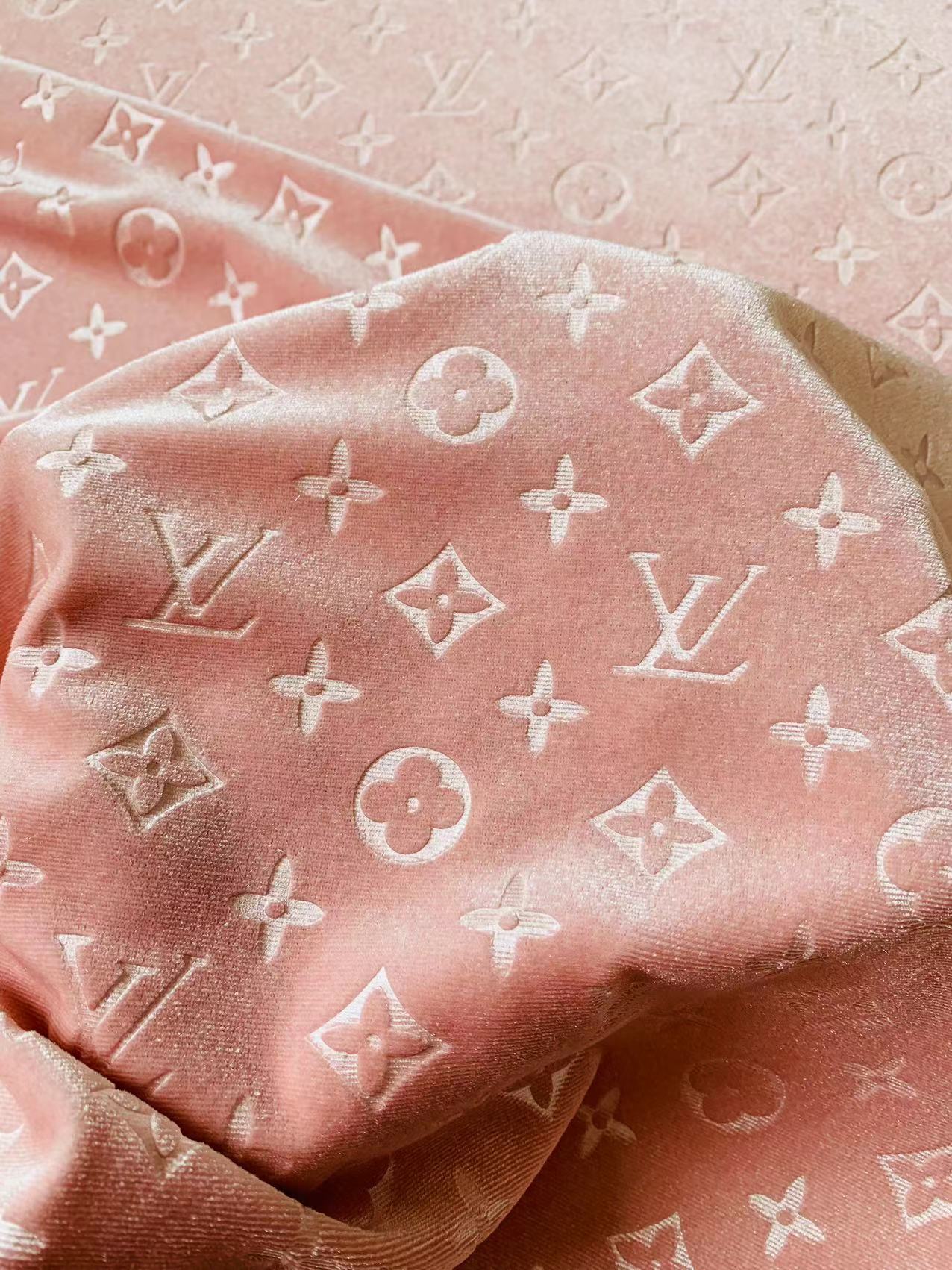 Popular Luxury LV Knitting Velvet Fabric For Handmade Sneaker,Car Upholstery and Apparel By Yard(Baby Pink)