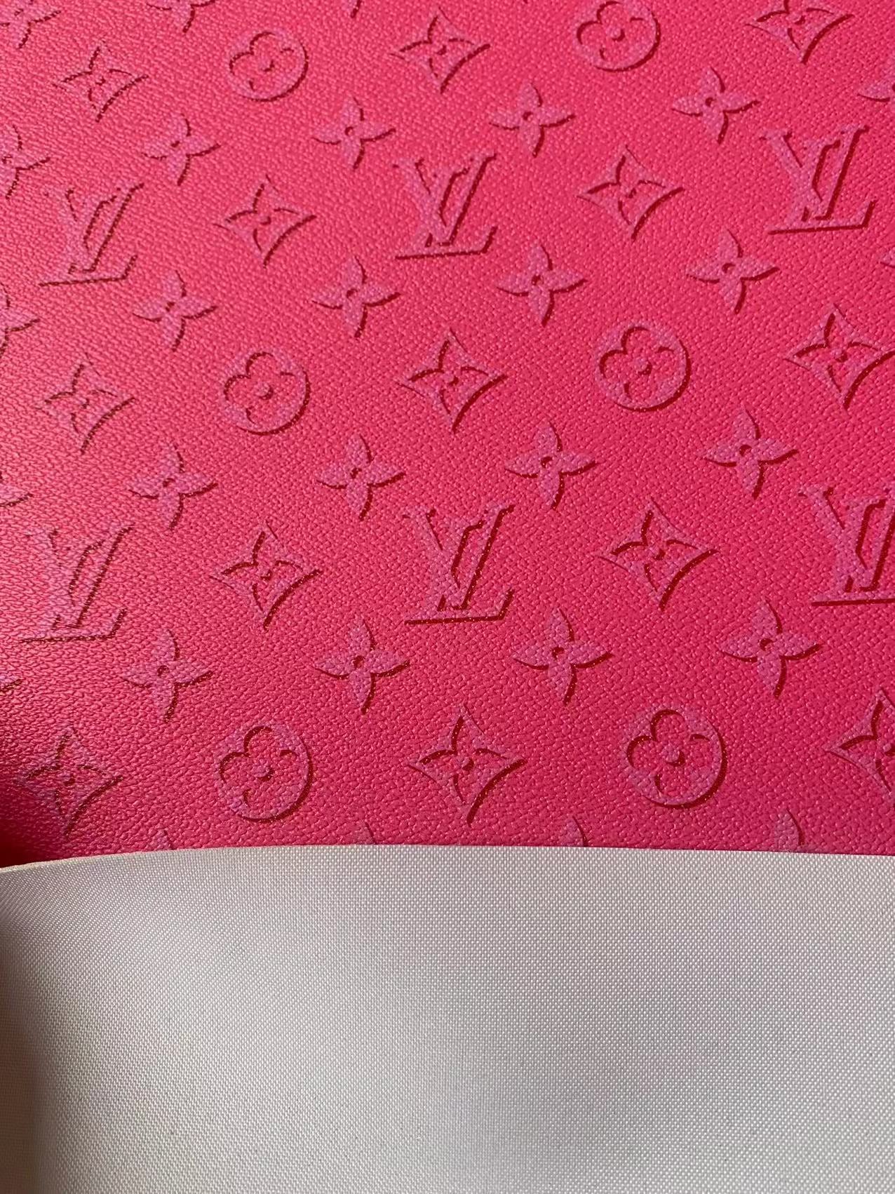 Fashion Dark Pink LV Ghosting Design Vinyl Leather For Handmade Sneaker,Upholstery Goods By Yard