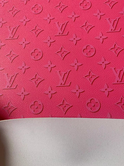 Fashion Dark Pink LV Ghosting Design Vinyl Leather For Handmade Sneaker,Upholstery Goods By Yard