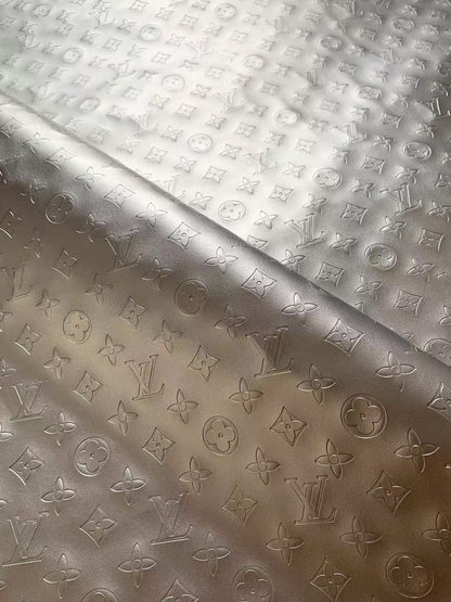 Napa Material Pearlescent Sliver Reflective LV Embossed Leather For Handmade Handicraft Goods