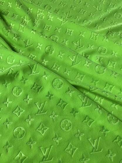 Popular Luxury LV Knitting Velvet Fabric For Handmade Sneaker,Car Upholstery and Apparel By Yard(Kelly)