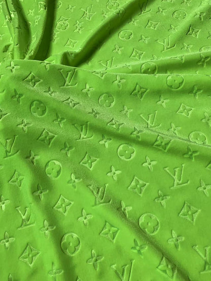 Popular Luxury LV Knitting Velvet Fabric For Handmade Sneaker,Car Upholstery and Apparel By Yard(Kelly)