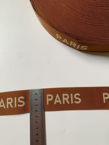 Fashion Brown Paris 1.6 inch Elastic Strap ,Handmade Striped Ribbon Trim Embroidered For Handicrafts By Yard