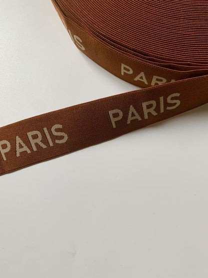 Fashion Brown Paris 1.6 inch Elastic Strap ,Handmade Striped Ribbon Trim Embroidered For Handicrafts By Yard